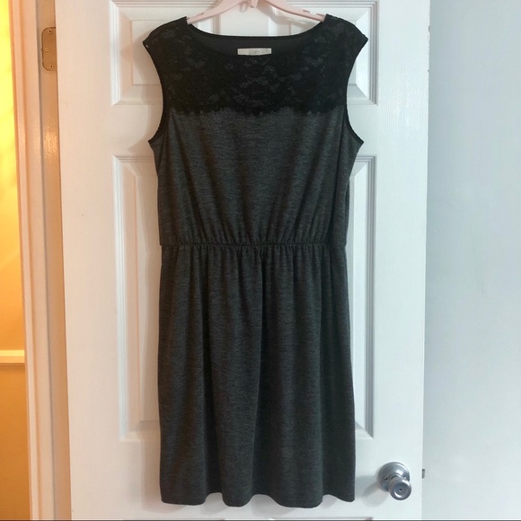 LOFT Dresses & Skirts - Gray LOFT dress with black lace